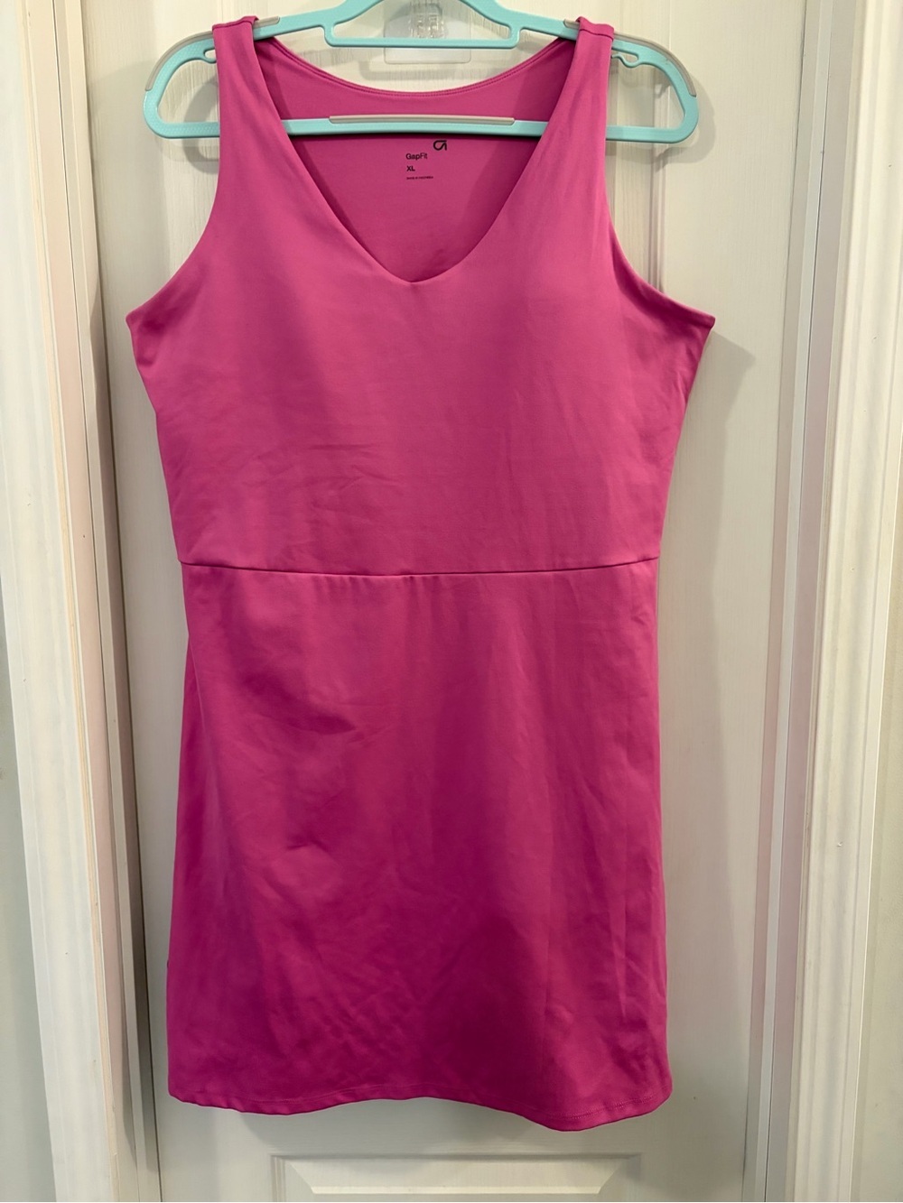 GAP Hot Pink Sleeveless V-Neck Dress built in bra and shorts NWOT